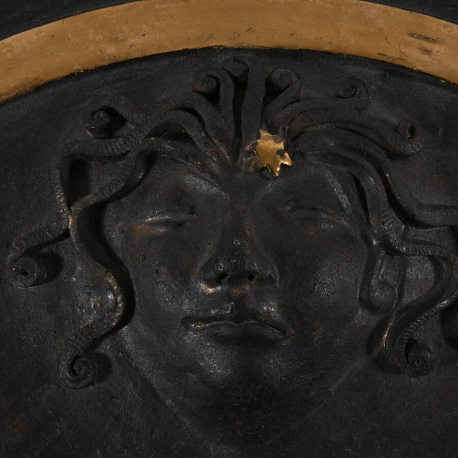 Large Round Medusa Pottery Covered Dish-4