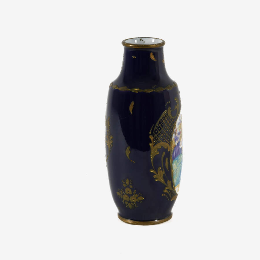 Antique Painted Vase Depicting a Courting Scene-4