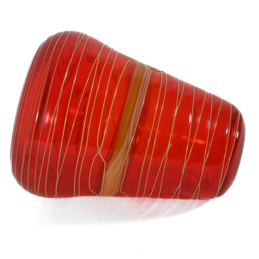 Red Swirl Art Glass Vase-5