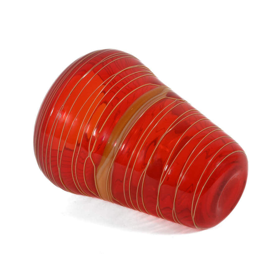 Red Swirl Art Glass Vase-4