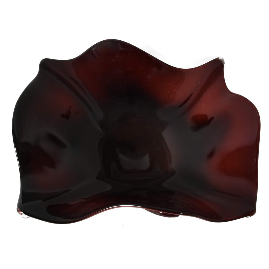 Burgundy Romanian Art Glass Square Centerpiece Bowl-4