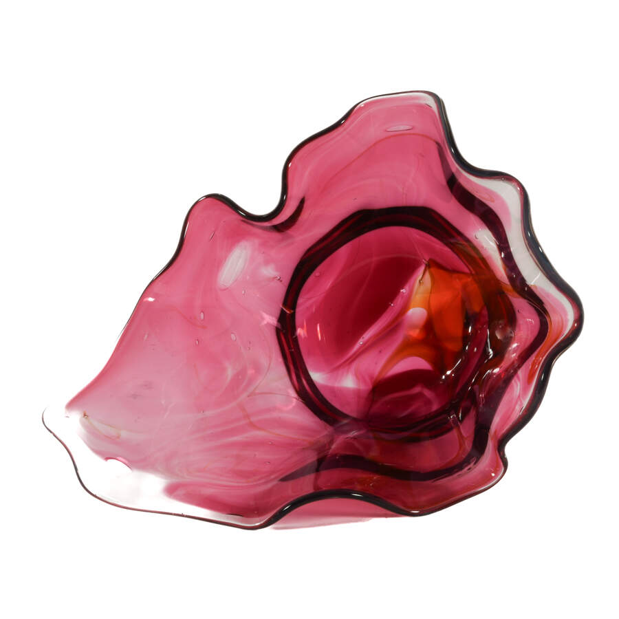 Signed Rollin Karg Red Fazzoletto Art Glass Centerpiece Bowl-6