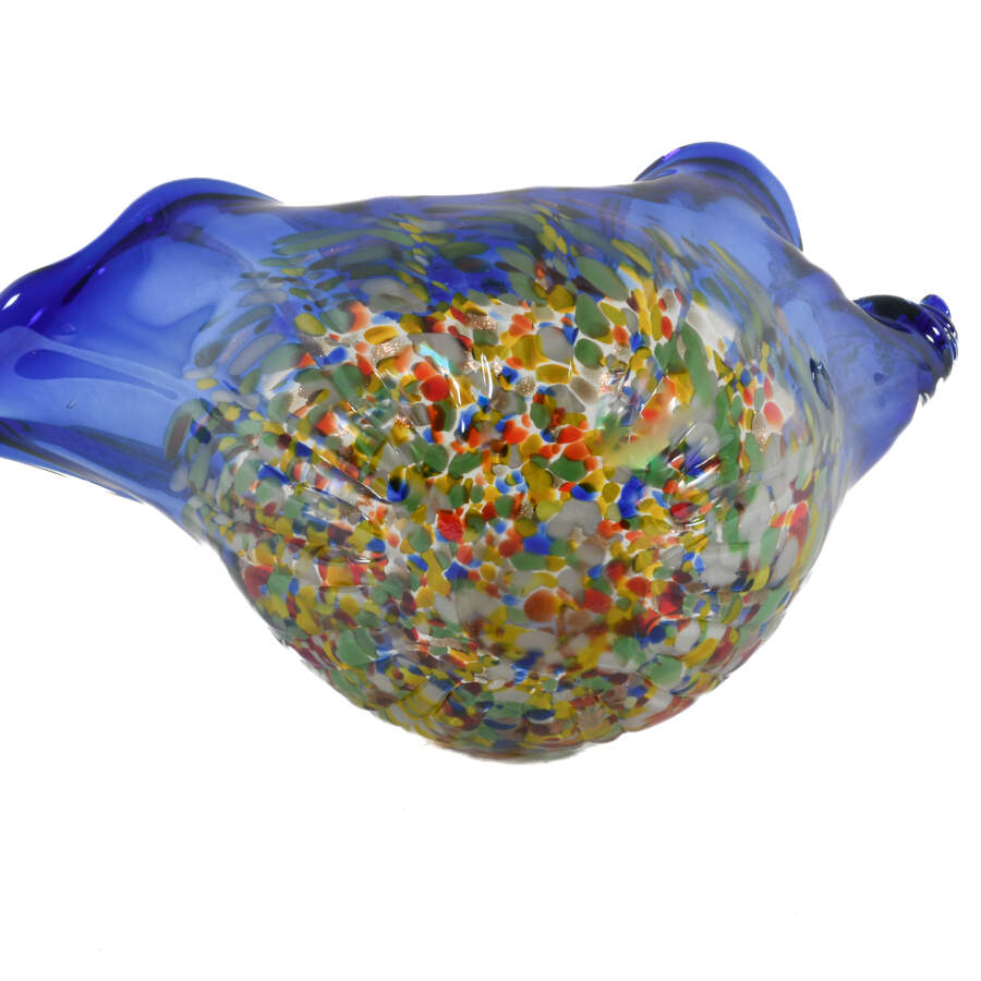 Blue Art Glass Conch Shell Centerpiece-7