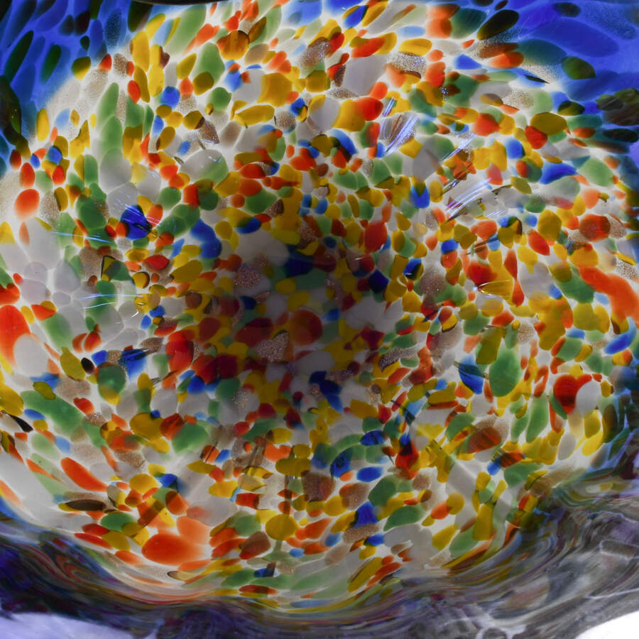 Blue Art Glass Conch Shell Centerpiece-6