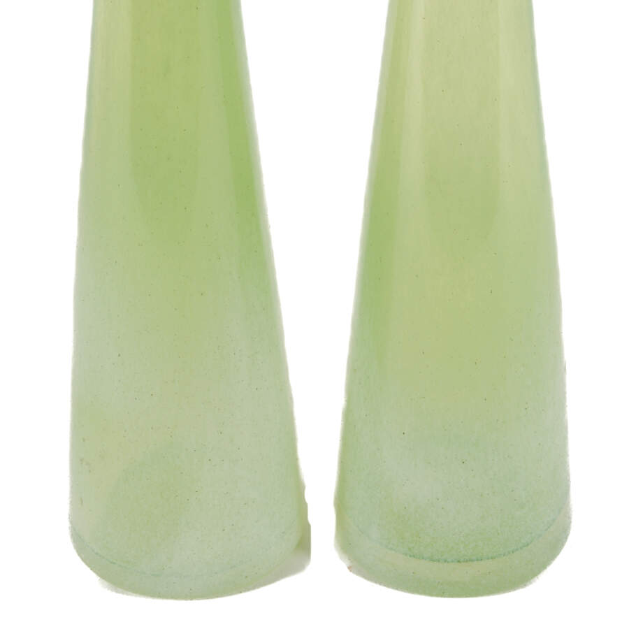 Mid-Century Modern Pair of Green Stretch Glass Vases-7