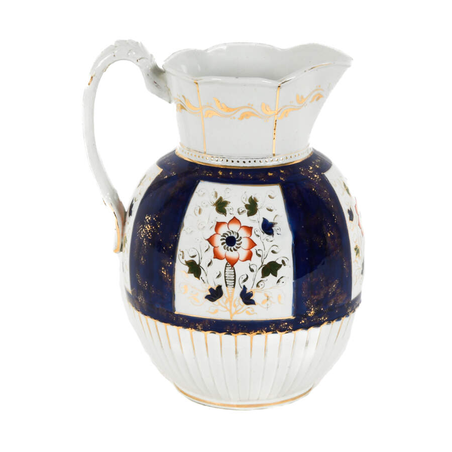 Antique Unmarked "Gaudy Welsh" Style Ewer Pitcher-2
