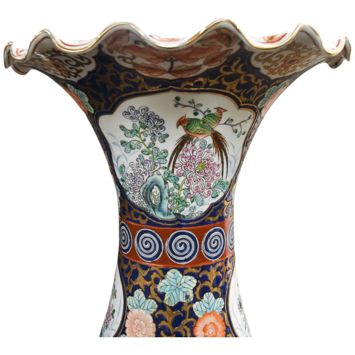 Antique Meiji Imari Ruffled Trumpet Palace Vase-5