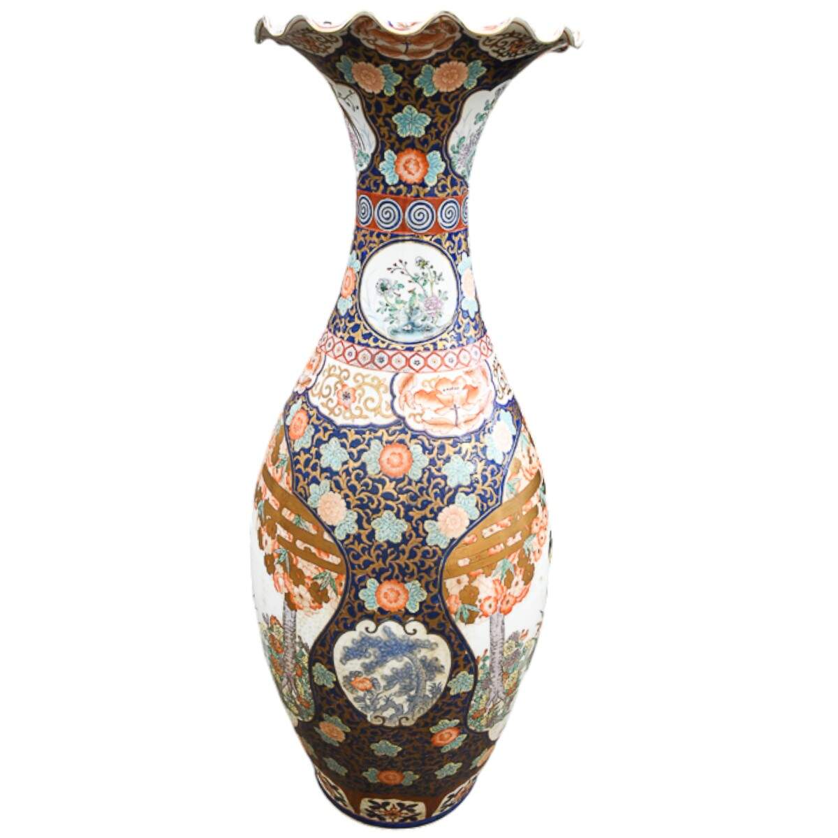 Antique Meiji Imari Ruffled Trumpet Palace Vase-3