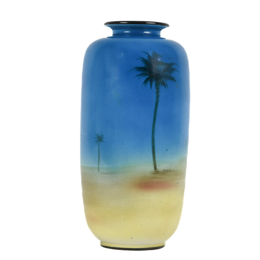 Antique Noritake Hand-Painted Desert Palms Camel Scene Vase-3