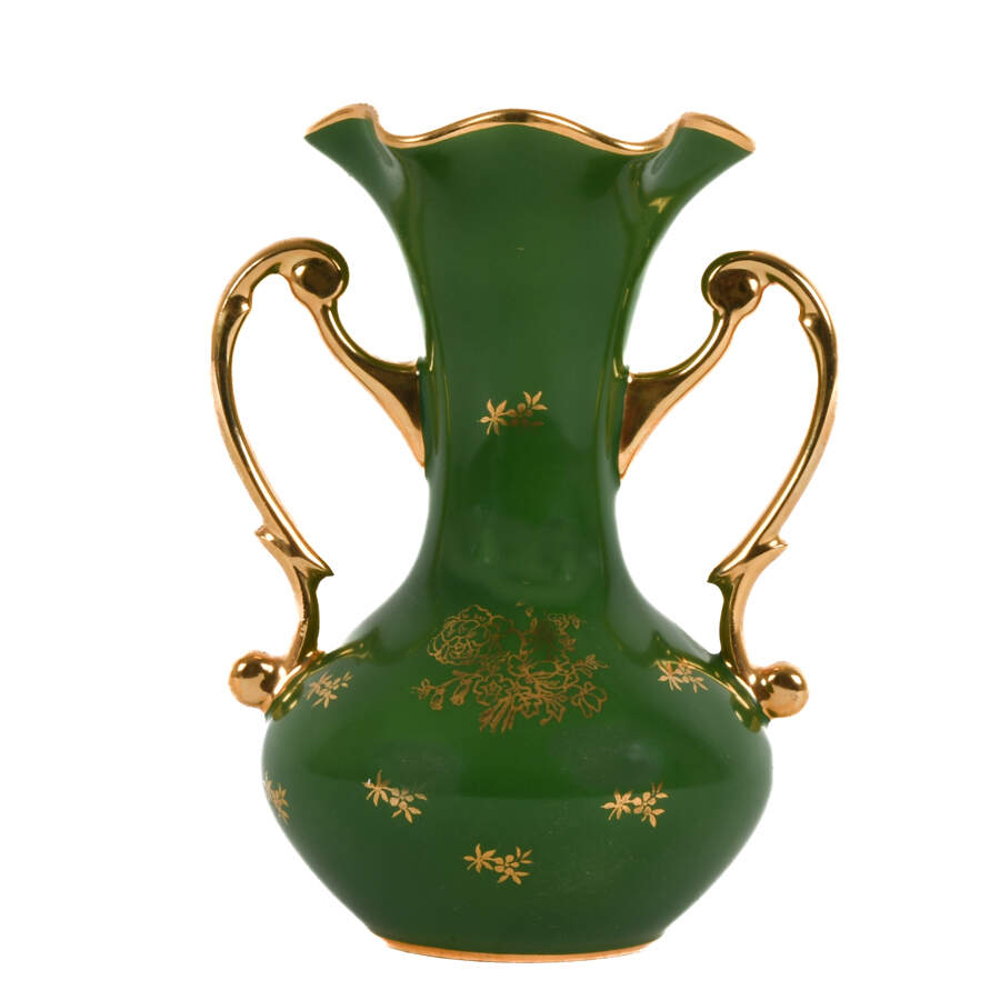 Limoges Two Handle Vase Green Garden Scene-3
