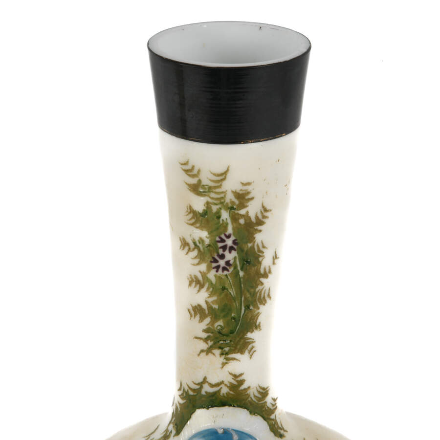 Antique Pair of Hand-Painted Bristol Glass Portrait Vases-7