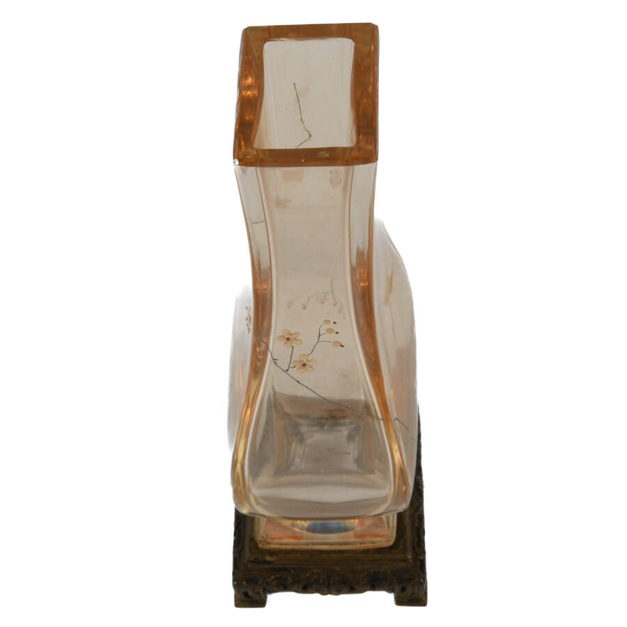 Art Glass Bird Vase on Gilt Base-5