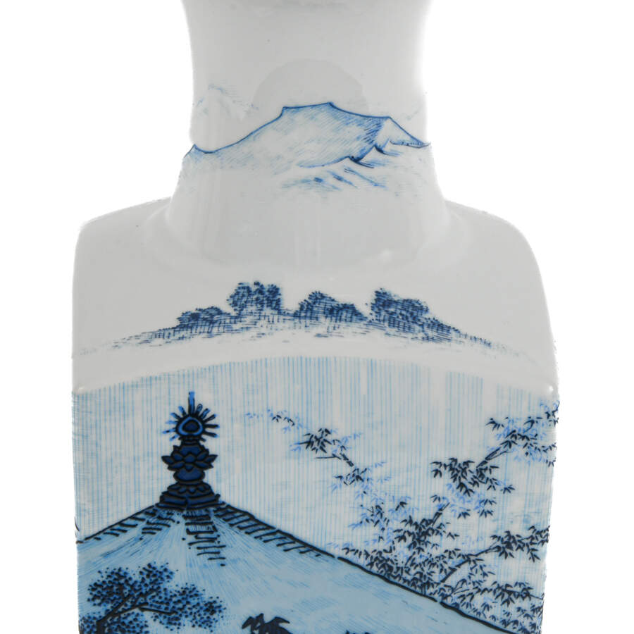 Chinese Blue and White Scene Square Baluster Vase-5