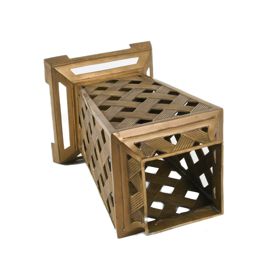 Brass Cut-Out Lattice Weave Vase-5