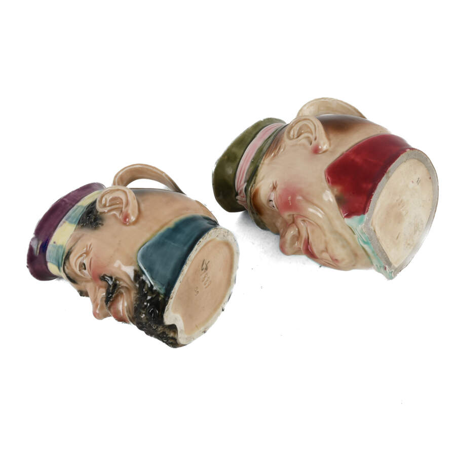 Antique Pair of French Sarreguemines Majolica Pitchers-7