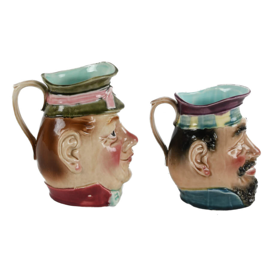 Antique Pair of French Sarreguemines Majolica Pitchers-4
