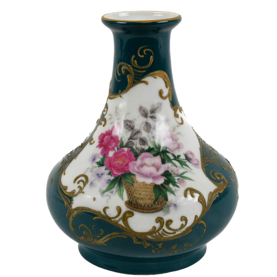 Antique Matched Pair of Floral Decorated Mantel Vases-4