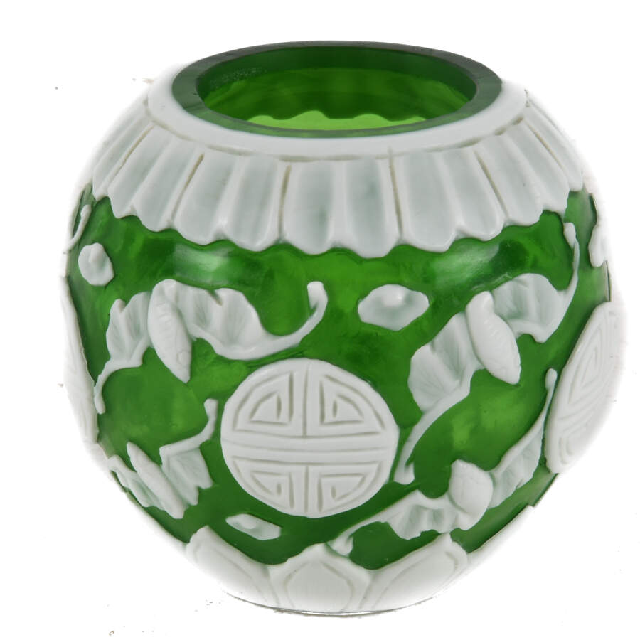 Antique Green and White Peking Glass Bowl-2