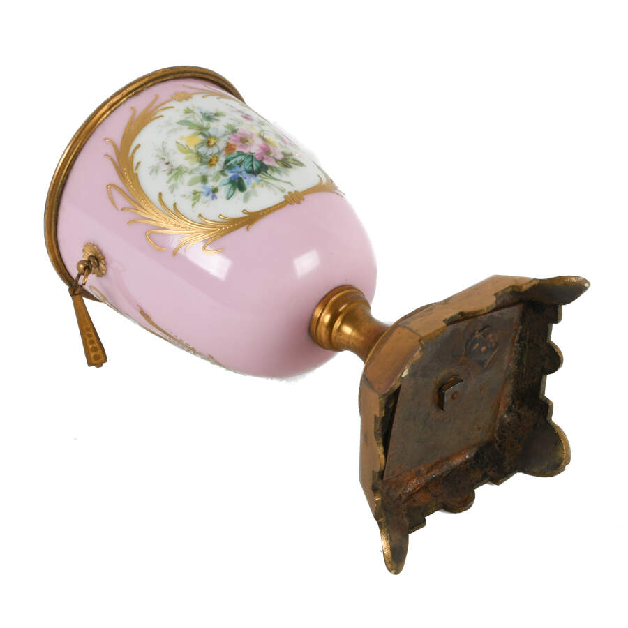 Antique French-Style Pink Urn Painted Courting Scene-6