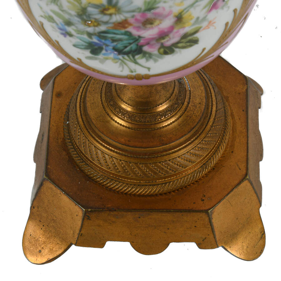 Antique French-Style Pink Urn Painted Courting Scene-5