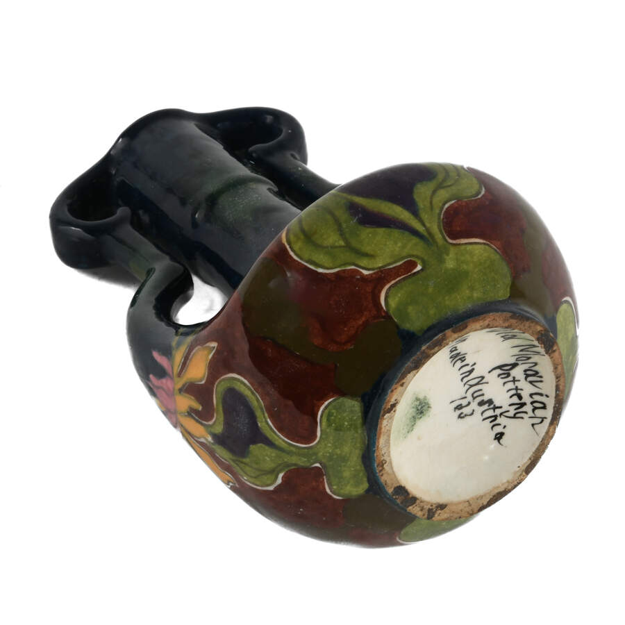 Old Moravian Austrian Floral Vase with Rounded Handles-6