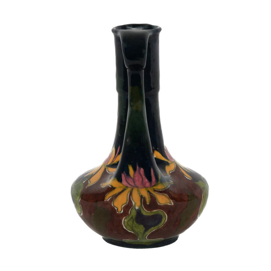 Old Moravian Austrian Floral Vase with Rounded Handles-2
