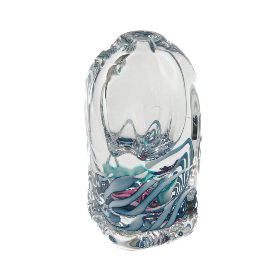 Art Glass Square Base Vase-5