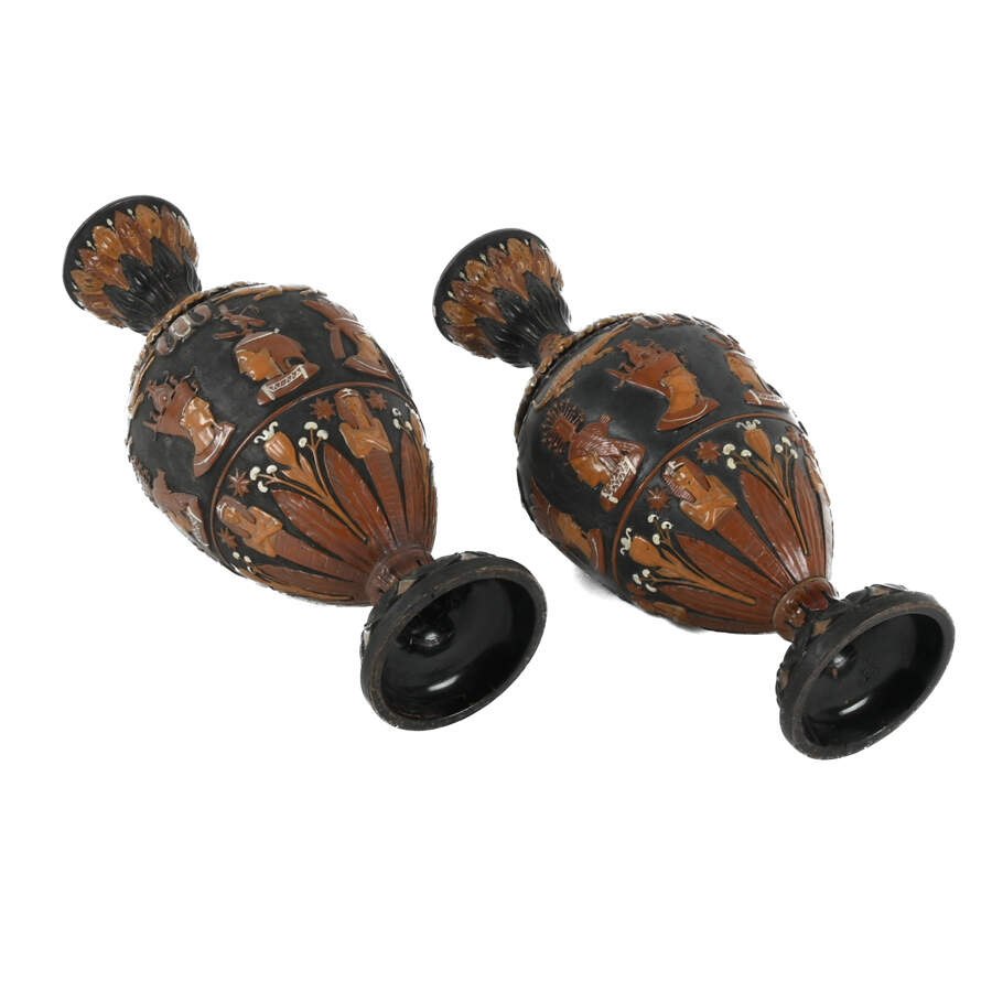 Antique Matched Pair of Ceramic Egyptian Vases-6
