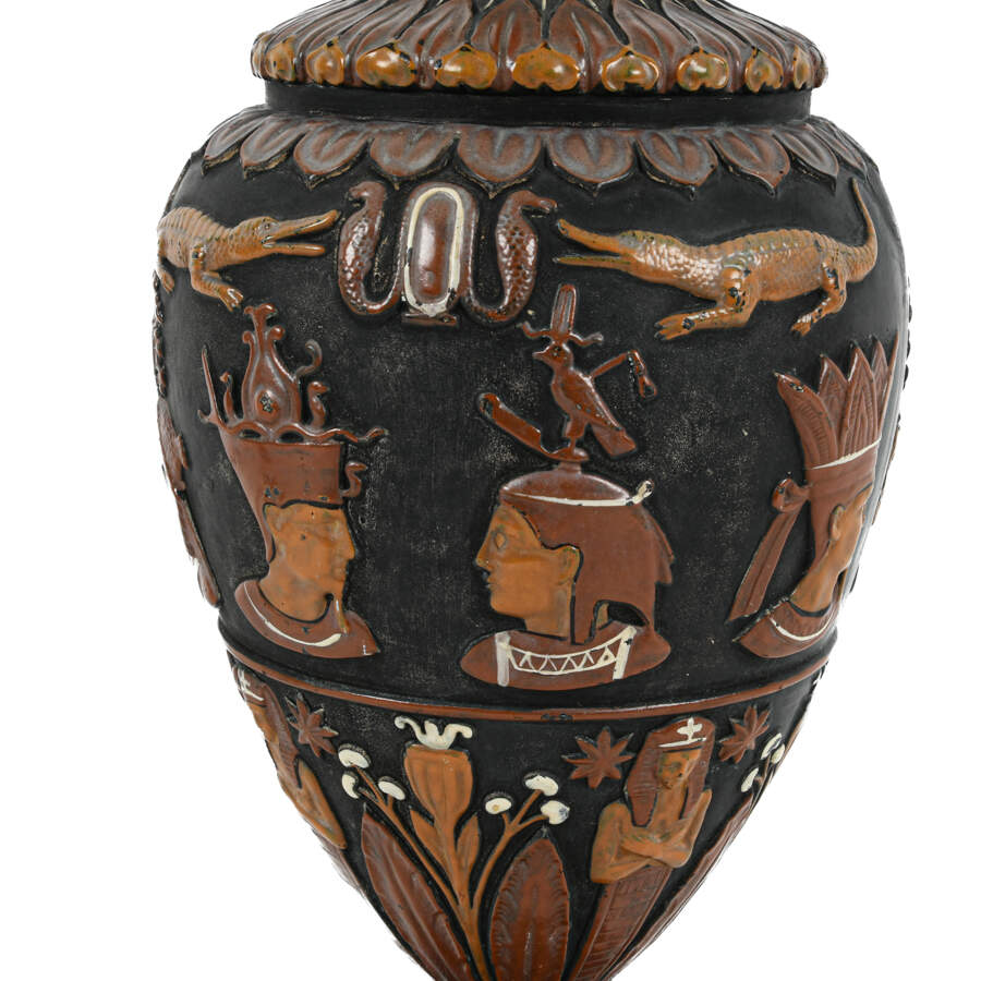 Antique Matched Pair of Ceramic Egyptian Vases-5
