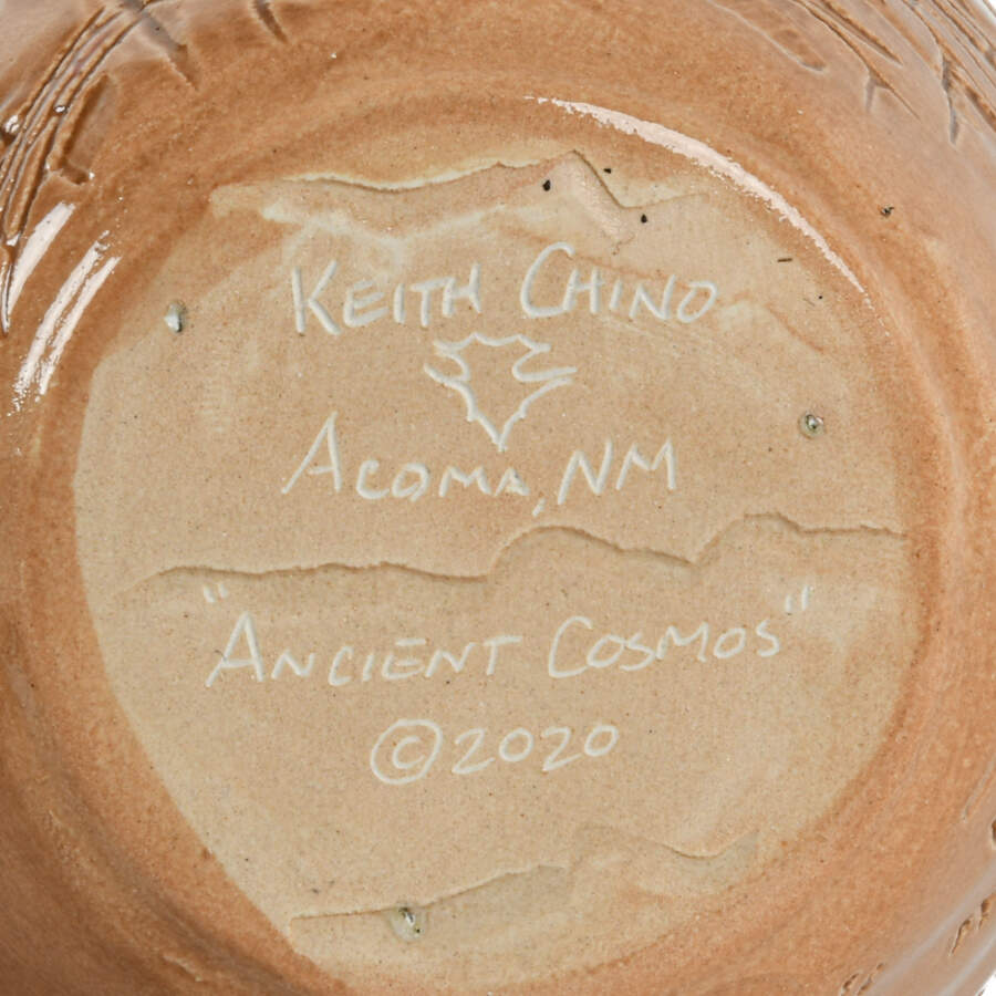 Native American New Mexican Ancient Cosmos Vase Signed Keith Chino-5