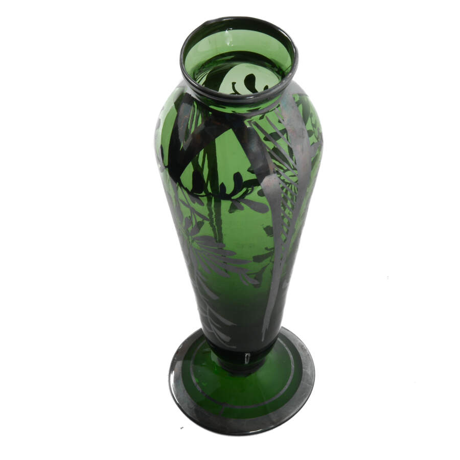 Antique Silver Filigree Green Bud Vase-3