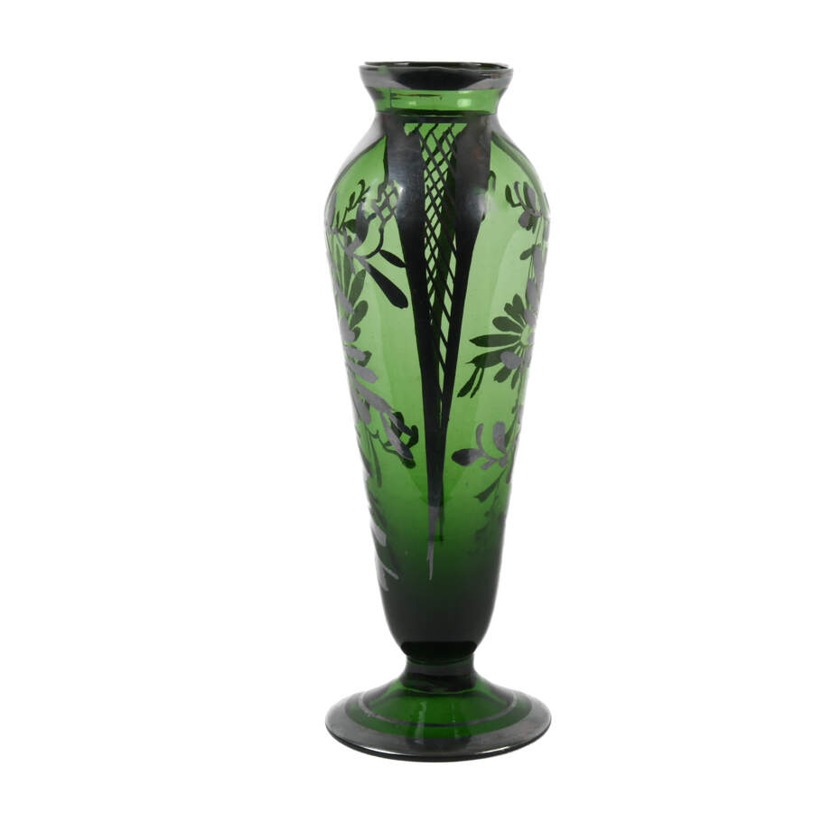 Antique Silver Filigree Green Bud Vase-2
