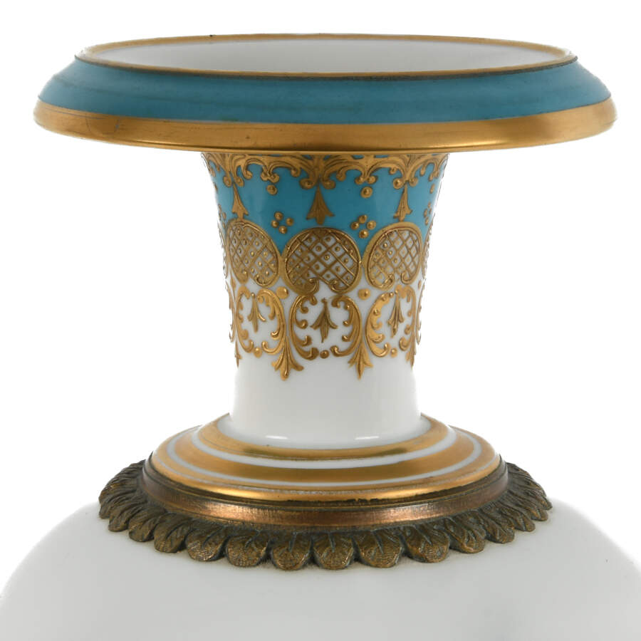 Antique Pair of French Sèvres-Style Ormolu Mounted Vases-12