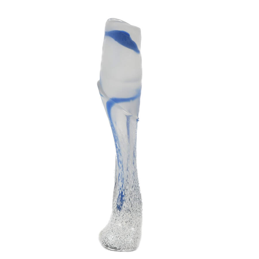 Murano Frosted White and Blue Art Glass Vase-3