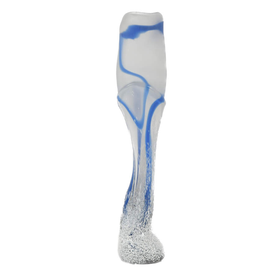 Murano Frosted White and Blue Art Glass Vase-1