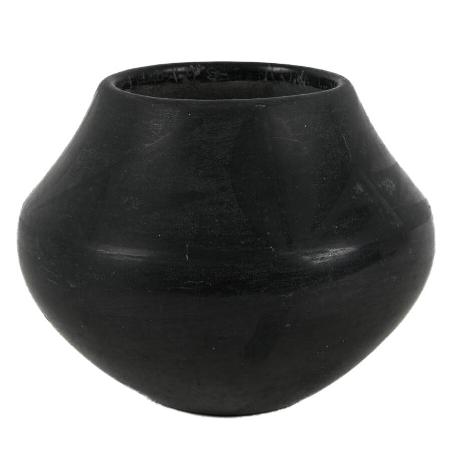 Maria Santana Black-on-Black Pottery Jar-1