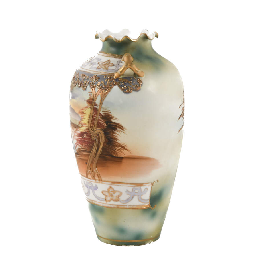 Nippon Hand-Painted Scenic Landscape Vase-2