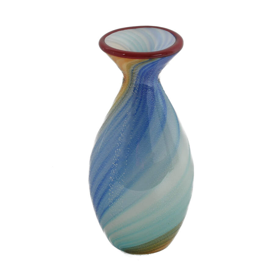 Murano Flack Blue and Brown Art Glass Vase from Cristalleria D'Arte-3