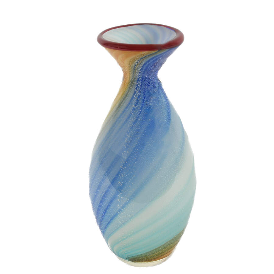 Murano Flack Blue and Brown Art Glass Vase from Cristalleria D'Arte-1