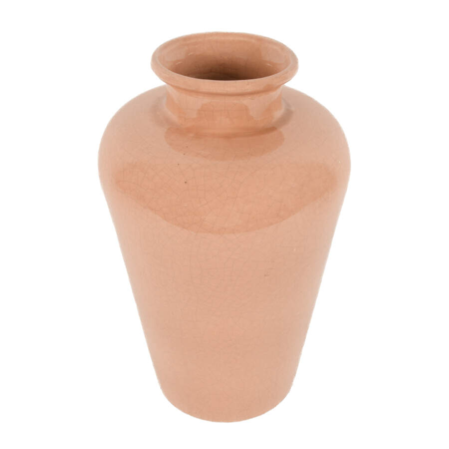 Vintage Large Salmon Crackle Pottery Vase-2