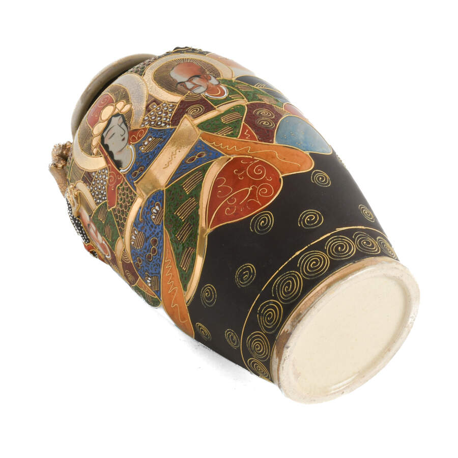 Japanese Painted Figural Satsuma Vase-5