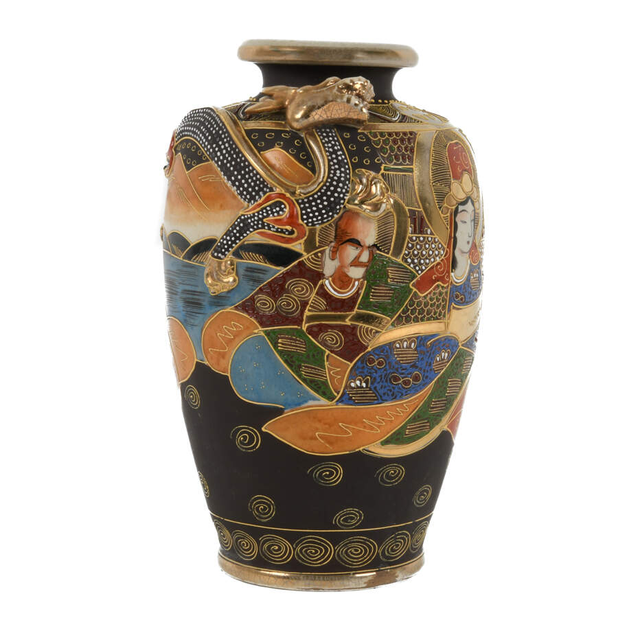 Japanese Painted Figural Satsuma Vase-1