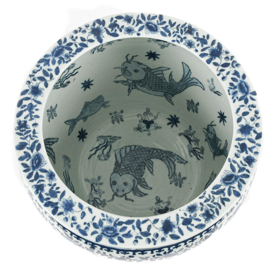 Chinese Fish and Geometric Designed Planter-4