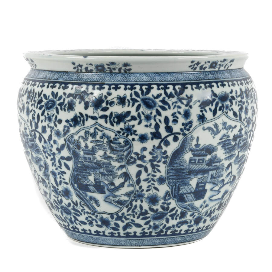 Chinese Fish and Geometric Designed Planter-2