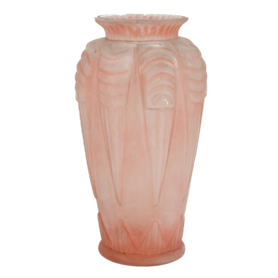 French Raspberry Toned Art Glass Vase-2
