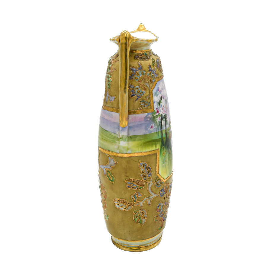 Nippon Hand-Painted Landscape Scenic Vase-4