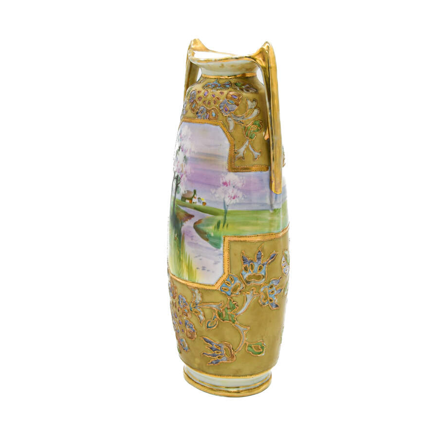 Nippon Hand-Painted Landscape Scenic Vase-2