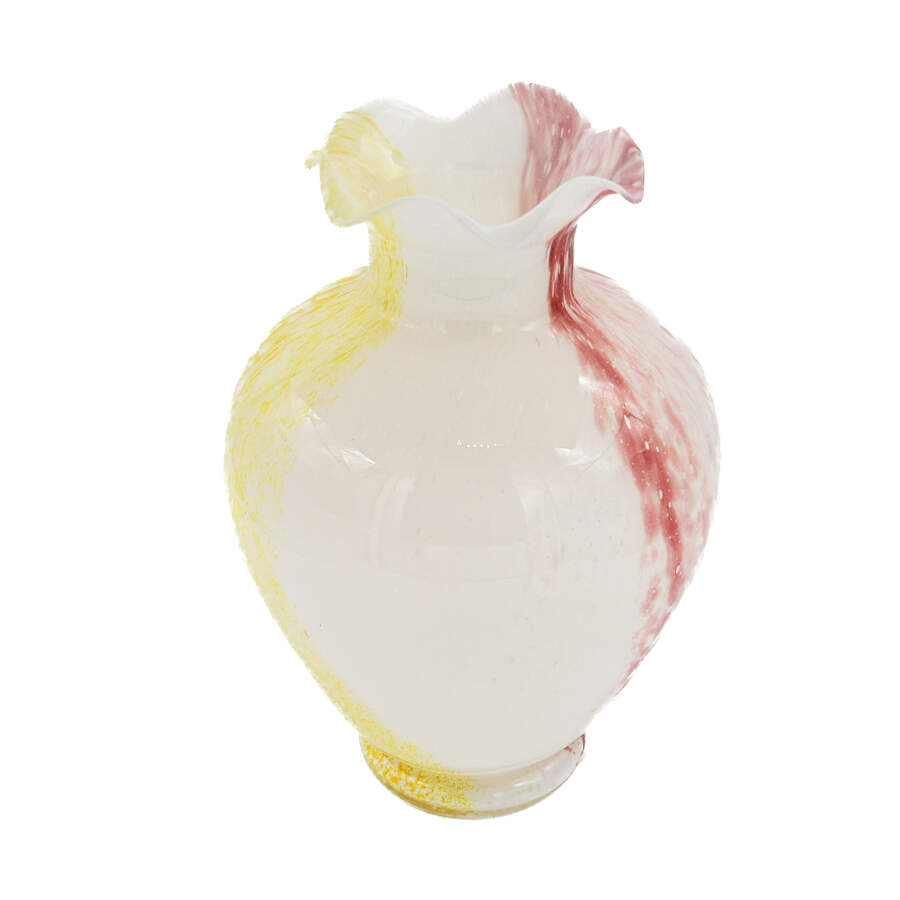 White with Pink and Yellow Splatter Design Vase-1