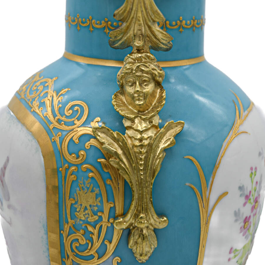 Antique French Porcelain Sèvres Style Covered Urns-6