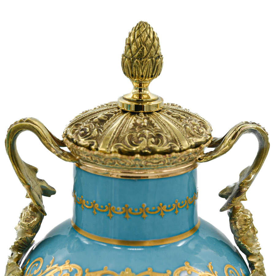 Antique French Porcelain Sèvres Style Covered Urns-4